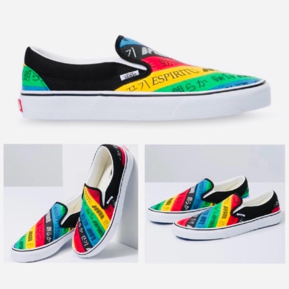 Vans NWT / Box Off The Wall Rainbow Spirit Classic Slip On Shoes - Picture 2 of 10